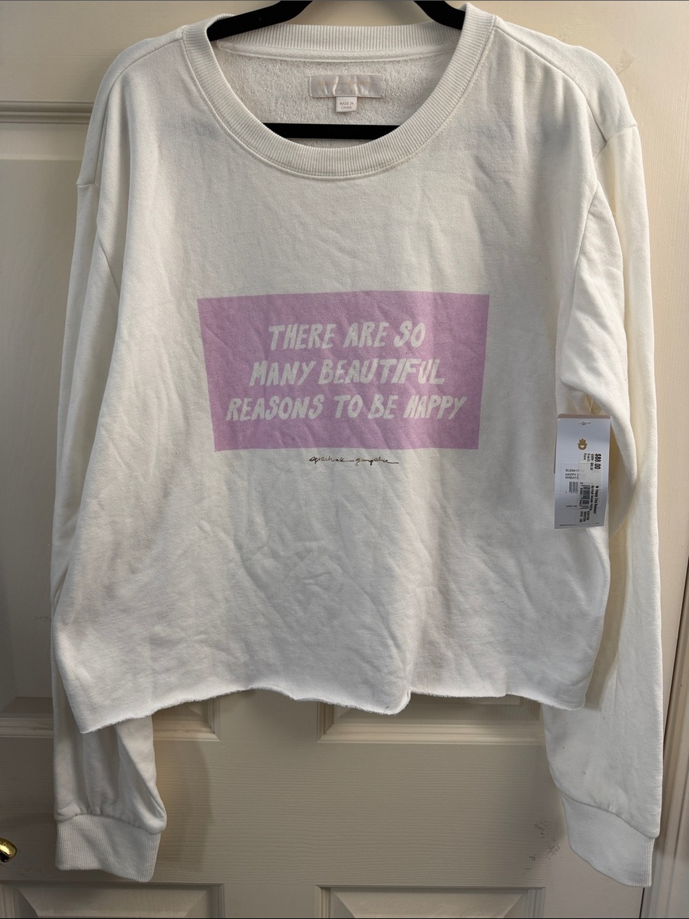 Spiritual Gangster White Crewneck with Pink Motivational Print